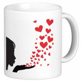 Valentine Love Mug With Personalized Message Print (Blow Hearts to You)