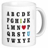 Valentine Love Mug With Personalized Message Print (Alphabet)