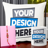 Rakhi, Mug & Cushion Print and Cash Sagun Option