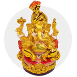 Gold Plated Pagdi Ganesha Statue 5"
