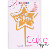 Golden Star Happy Birthday Cake Topper