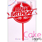 'Happy Birthday to you' Red Cake Topper