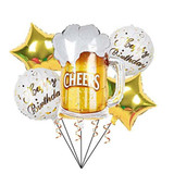 5pcs/Set Happy Birthday Beer Cheers Foil Balloon