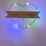 'Happy Birthday' Heart Shape LED Cake Topper