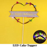 Heart Shape LED Lighting Multicolor Birthday Cake Topper