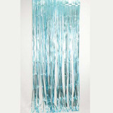 Foil Metallic Fringe Curtain Aqua Blue Backdrop