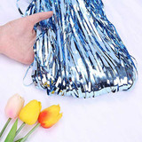 Foil Metallic Fringe Curtain Aqua Blue Backdrop