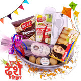 Food, Wine And Juice Hamper In Stainless Steel Bowl