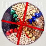 Mixed Dry Fruits Nuts Chocolate Decorated Steel Tray