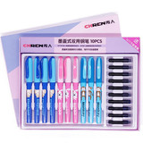 10 Pcs/Set Smooth Fountain Pen Box with Ink Refills