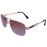 Brown Shaded Golden Metal Frame Sunglasses