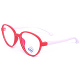 Kids Red Round Frame Blue Ray Cut Eyeglass