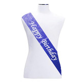'Happy birthday' Blue Glitter Sash