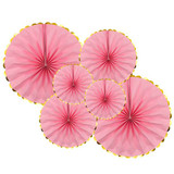 Pink Paper Fan Decorations for Party - 6 Pcs