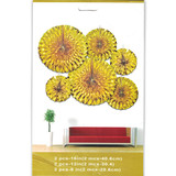Metallic Gold Paper Fan Decorations - 6 Pcs/Set