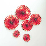 Metallic Rose Gold Paper Fan Decorations - 6 Pcs/Set