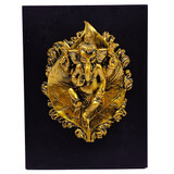Gold Plated Lord Ganesh on Leaf Wall Hanging Decor