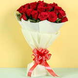 25 beautifully wrapped red roses