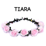 Flower Tiara Girl Crown Headband - Baby Pink