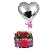 Snickers Roses Bouquet with Foil Balloon