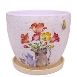 Hand Painted Beautiful Flower Vase with Plate 6"