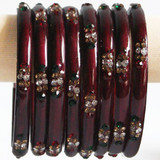 Maroon Color Glass Bangles 4 pcs Set (Size 2-4)