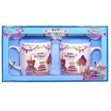 'Happy Birthday' Printed Twin Ceramic Coffee Mug Set