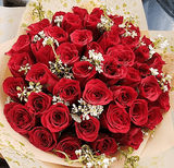 50 Long Stemmed Fresh Red Roses (Free Chocolate & Teddy)