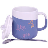 Quality Coffee Mug including Ceramic Lid & Steel Spoon