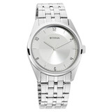 Titan Brass Case Silver White Dial Analog Watch for Men (1639SM01)