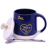 Denim Blue Coffee Mug With Lid & Spoon