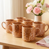 Brown Colour Texture Design 6 Pcs Cup Set