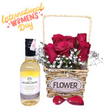 Gift For Her - Jacob's Creek Wine & Rose Flower's Basket