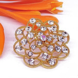Elegant Flower Design Stone Studded Golden Saree Pin