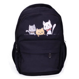 Cartoon Printed Black Backpack Korean Bag