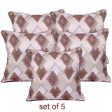 5 Pcs/Set Brown Cotton Cushion with Cover, 16" x 16"