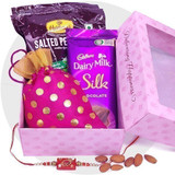 Rakhi Combo Gift with Chocolates and Dry Nuts (Rakhi Thread May Vary)