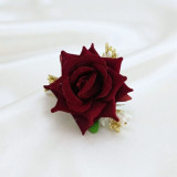 Maroon Rose Velvet Hair Flower Clip