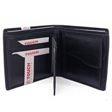 Touch Black Genuine Leather Tri-fold Men Wallet