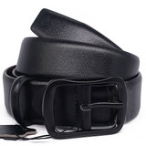Genuine Bond Leather Black Belt with Sleek Buckle Design