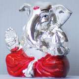 Silver Wax Idol of Lord Ganesh Ji (Red) - Send gifts to Nepal