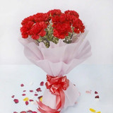 Fresh 10 Red Carnations Bouquet