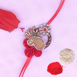 Stone Decorated Mayur Design Rakhi Thread