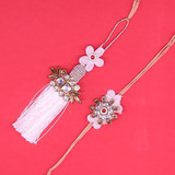 Floral Rakhi Thread For Bhaiya Bhabhi - White