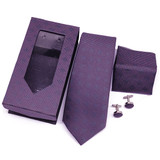 Grey & Pink Patterned Box Tie With Pocket Square