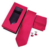 Red Box Tie with Cufflinks & Pocket Square
