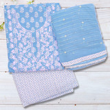 Blue Unstitched Kurtha Suruwal Piece