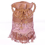 Cream Embroidered Design Makhamali Potli Bag