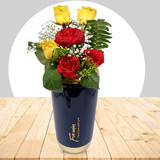 Decorative Blue Vase With Flowers