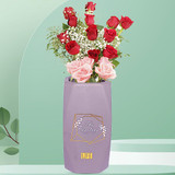 Grey Ceramic Vase With Mixed Flower Bunch and Green Fillers